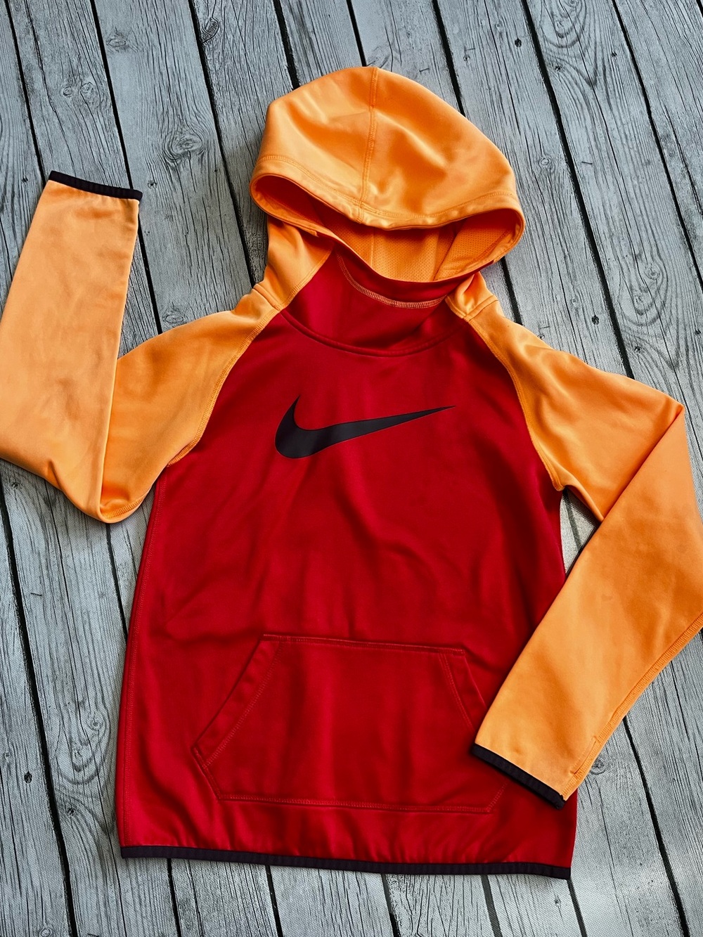 Nike Kids Red & Orange Swoosh Pullover Hoodie